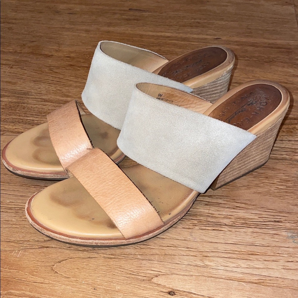 Kork-Ease Tan and Cream Wedge Sandals